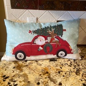 STOREHOUSE SANTA and REINDEER CHRISTMAS feather THROW PILLOW